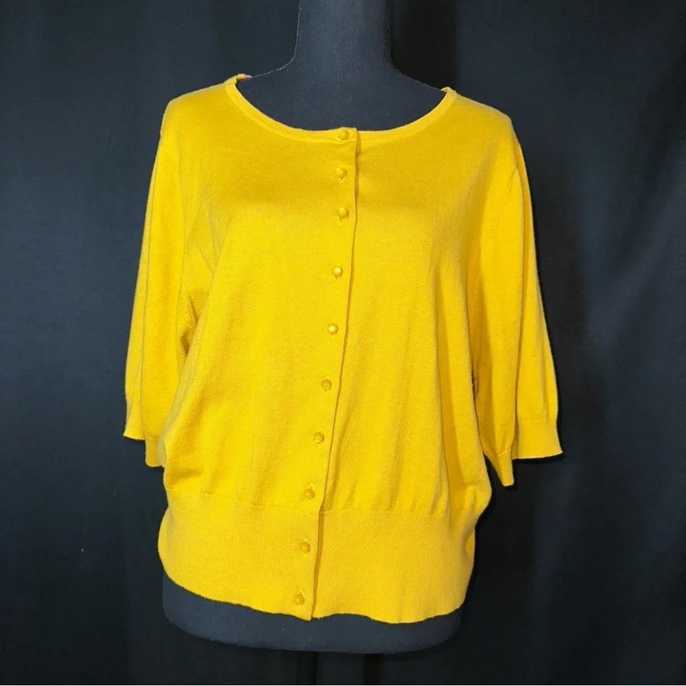 BODEN Women’s US 18 Silk Blend Cardigan Sweater Short Sleeve Yellow Soft - Picture 2 of 16